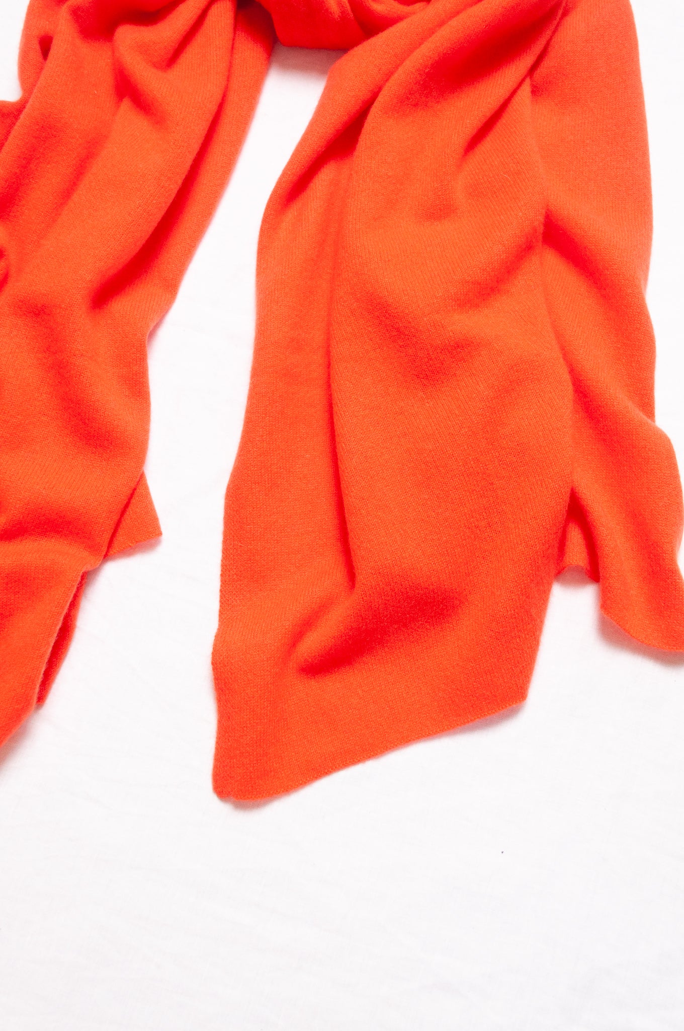 Cashmere scarf wrap shawl in tangerine red orange.