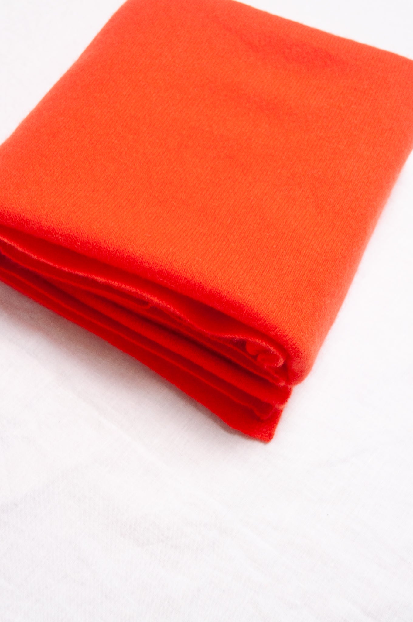 Cashmere scarf wrap shawl in tangerine red orange.