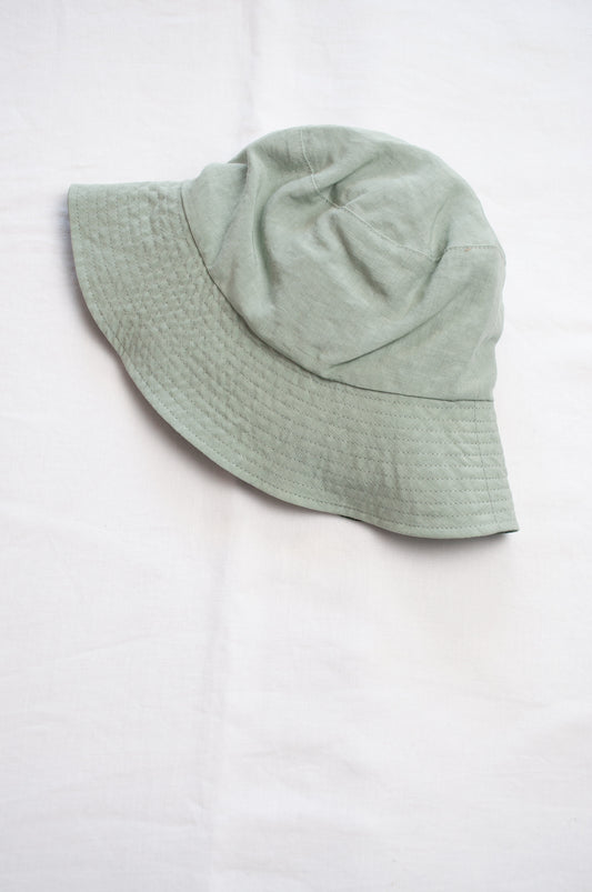 PCNQ Luna made in Japan mint green foldable linen fabric bucket hat.