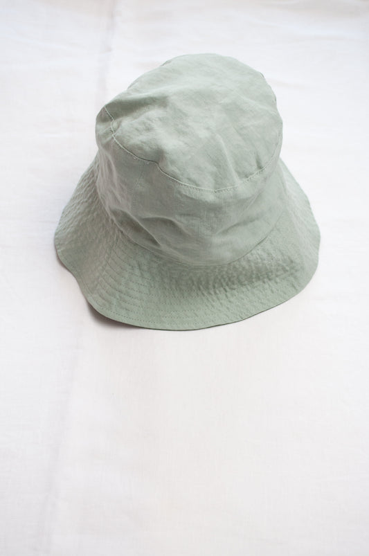 PCNQ Luna made in Japan mint green foldable linen fabric bucket hat.