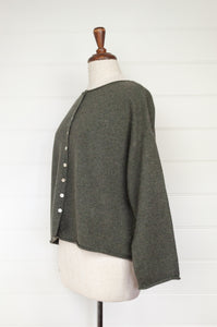 One size reversible cashmere cardi - olive