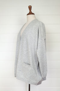 One size cashmere boyfriend cardi - ash grey