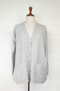 One size cashmere boyfriend cardi - ash grey