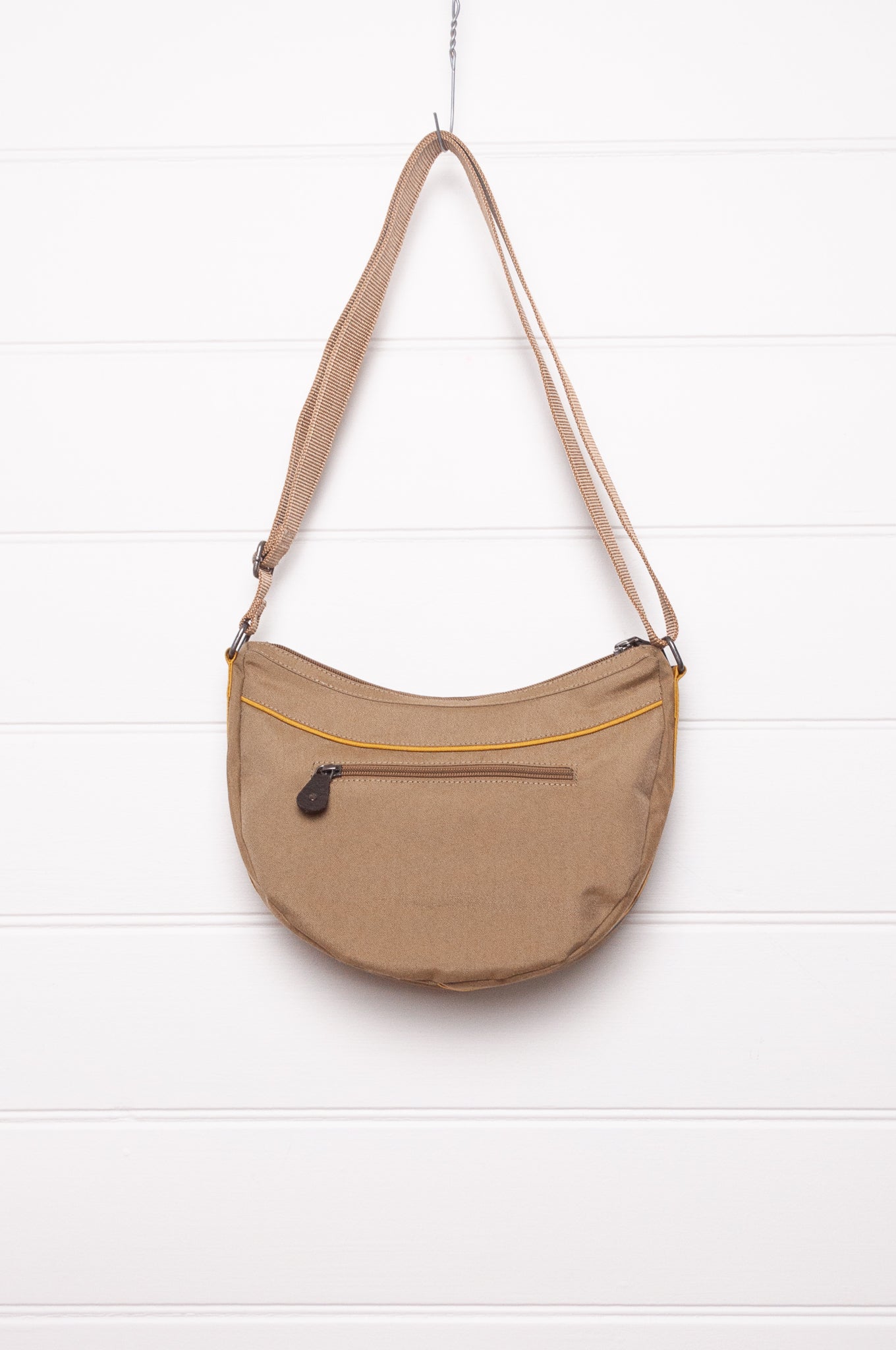 Anna Kaszer Fantio bag in taupe, cross body with braided panel.