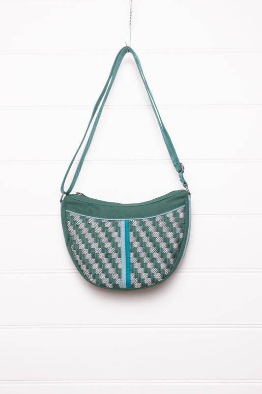 Anna Kaszer Fantio bag in forest green, cross body with braided panel.