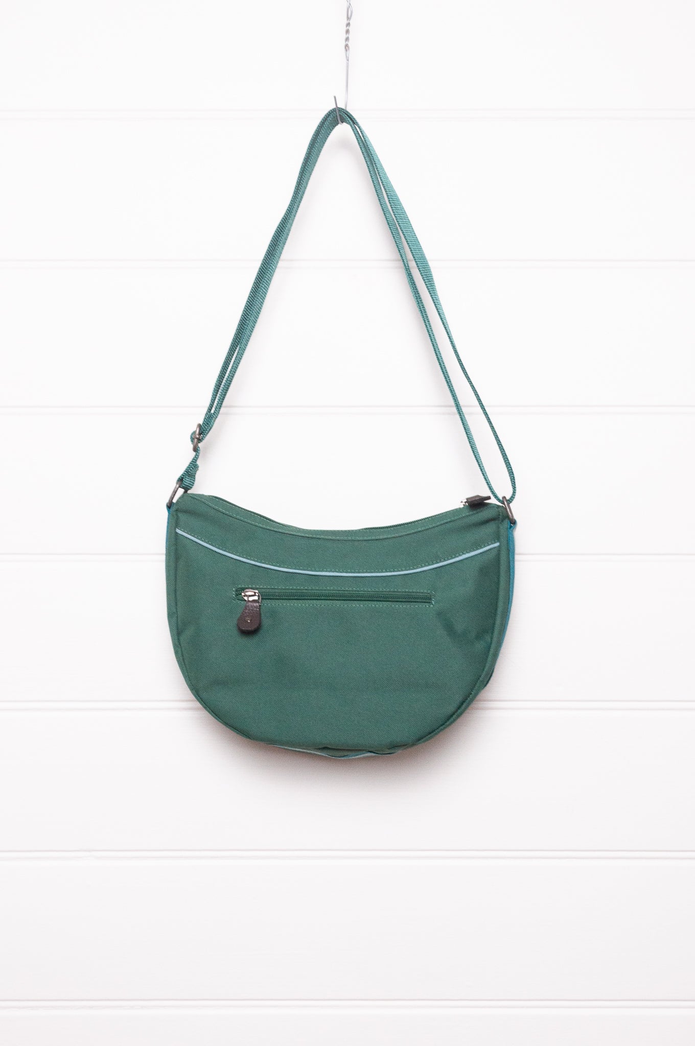 Anna Kaszer Fantio bag in forest green, cross body with braided panel.