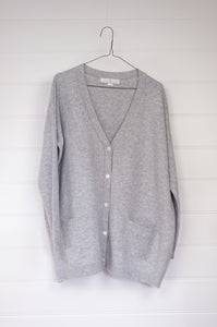 One size cashmere boyfriend cardi - ash grey