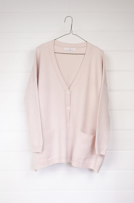 One size cashmere boyfriend cardi - ecru