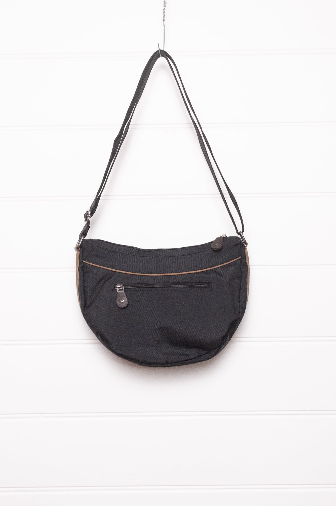 Anna Kaszer Fantio cross body bag with woven braid panel in night dark blue.