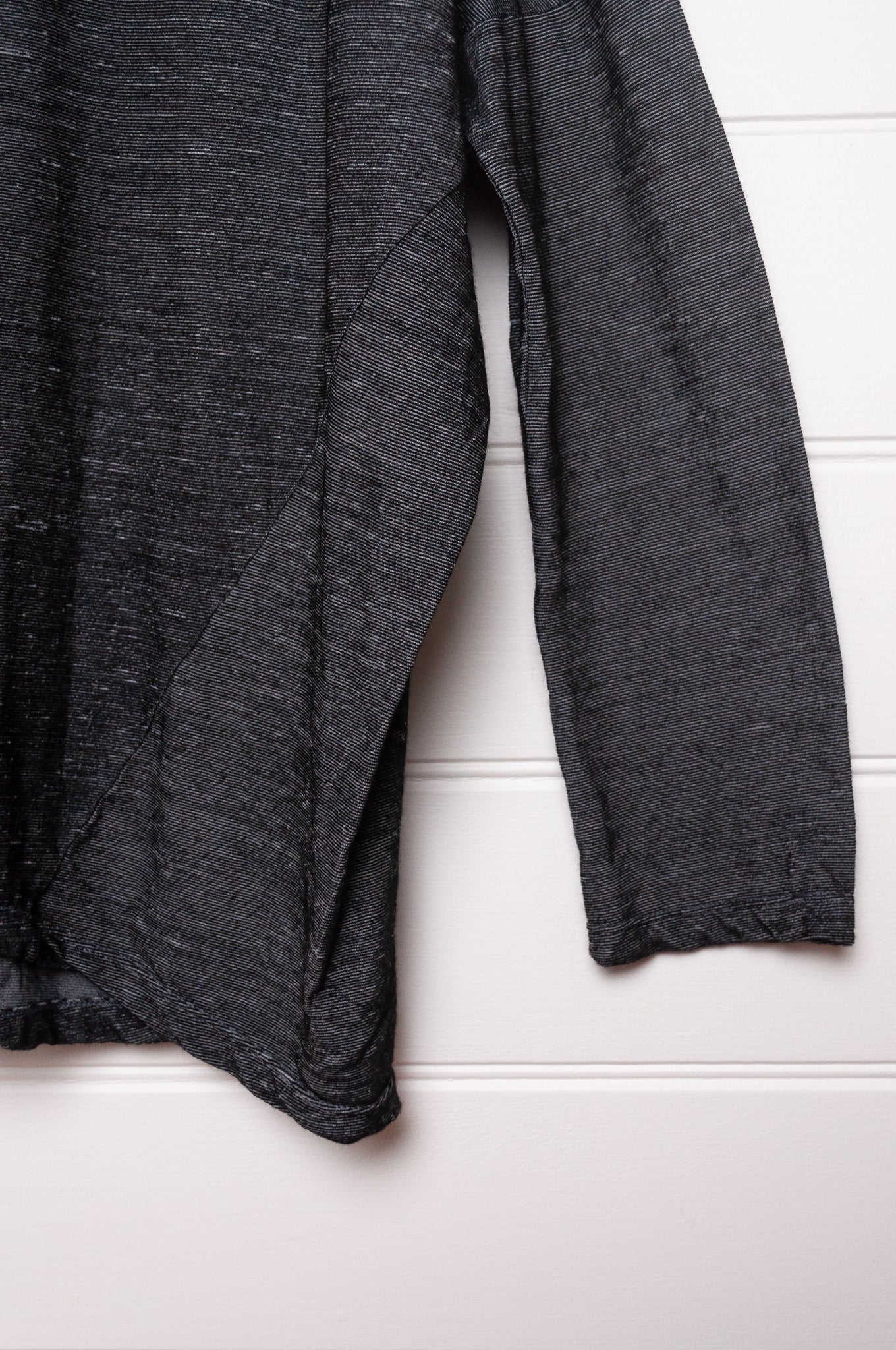 Valia merino wool jersey cocoon tunic in Mussel charcoal grey.