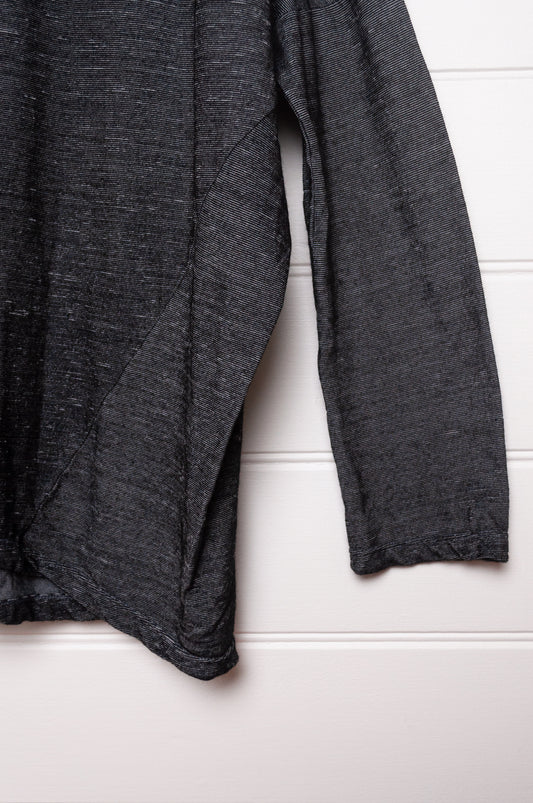 Valia merino wool jersey cocoon tunic in Mussel charcoal grey.