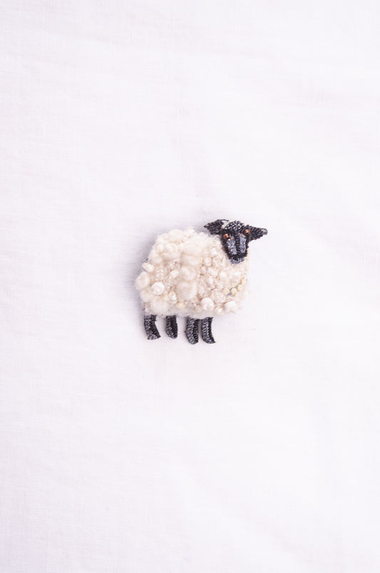 Trovelore hand embroidered and beeded Sheep brooch.