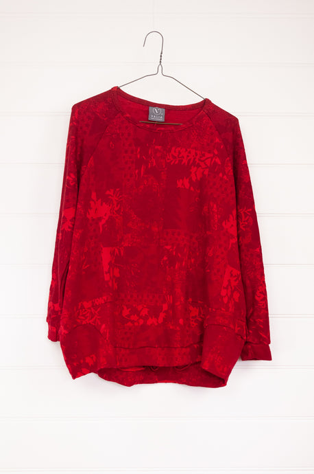 Valia wool jersey Equinox pullover in shiraz red.