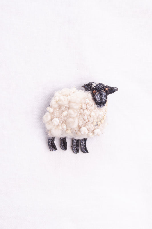 Trovelore hand embroidered and beeded Sheep brooch.