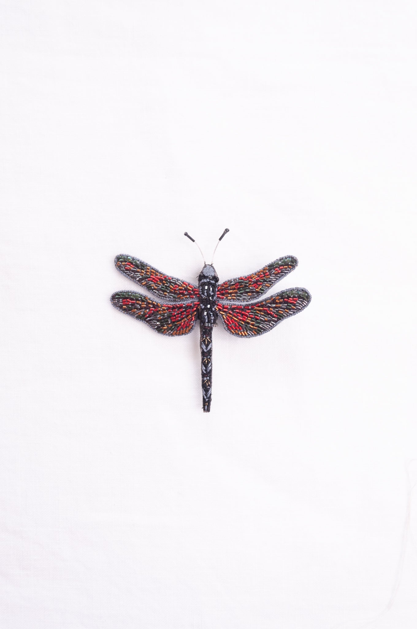 Trovelore hand embroidered and beeded Wandering glider dragonfly brooch.
