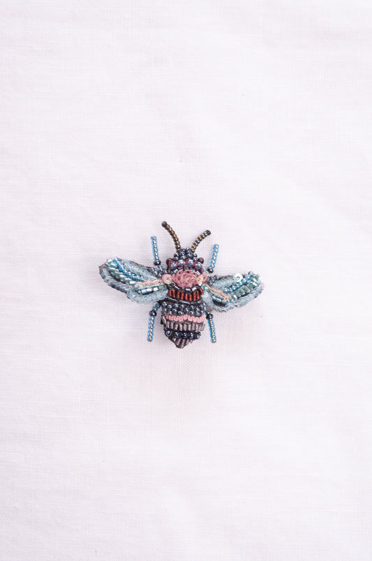 Trovelore hand beaded and embroidered rose bee brooch.