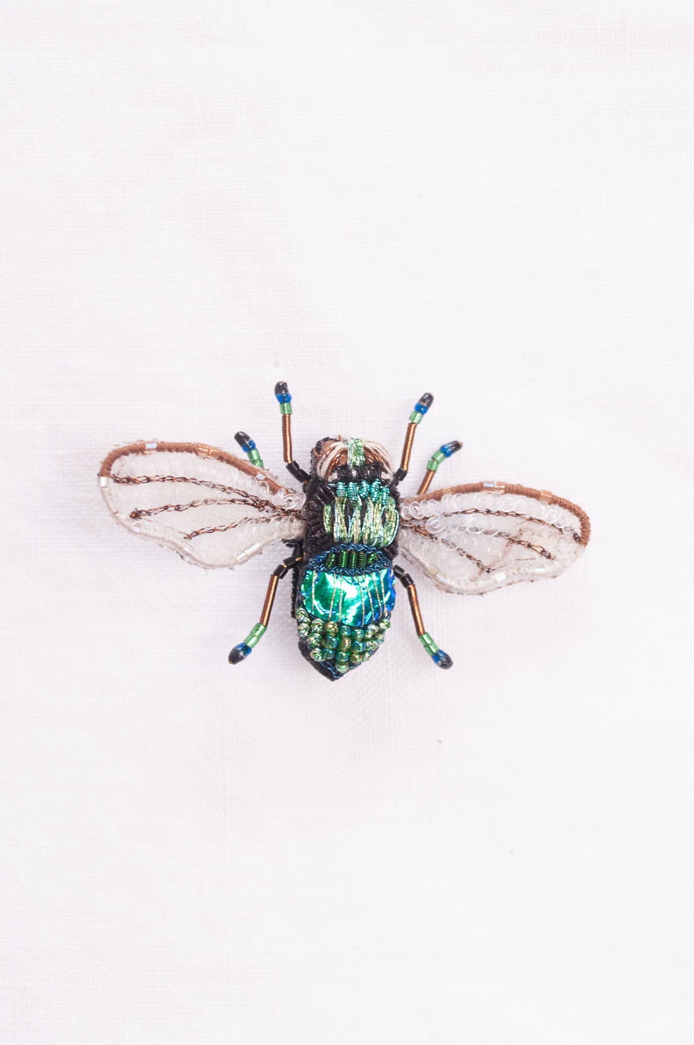 Trovelore hand embroidered and beeded Field bee brooch.