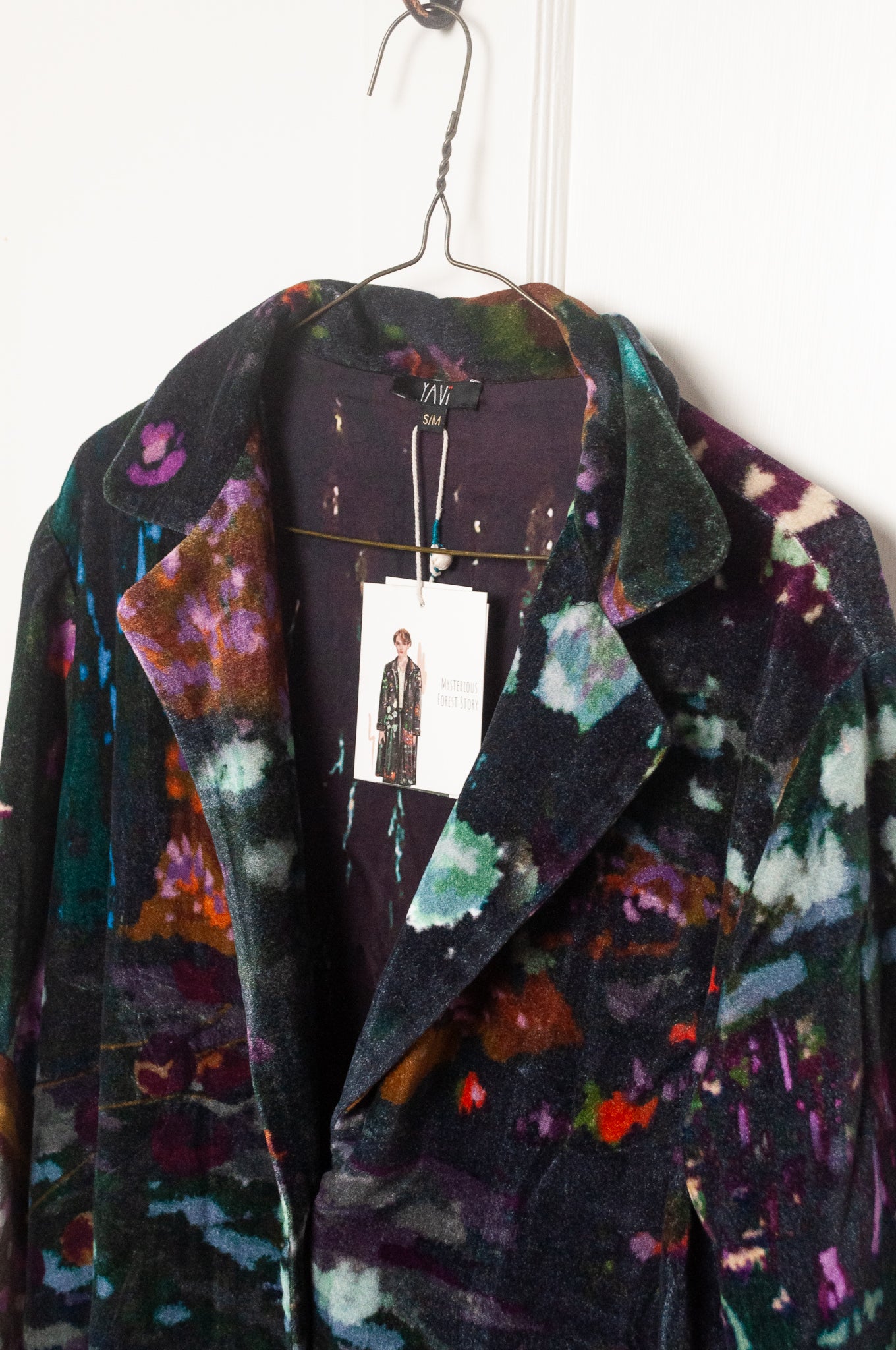 Yavi floral print cotton velvet full length coat.