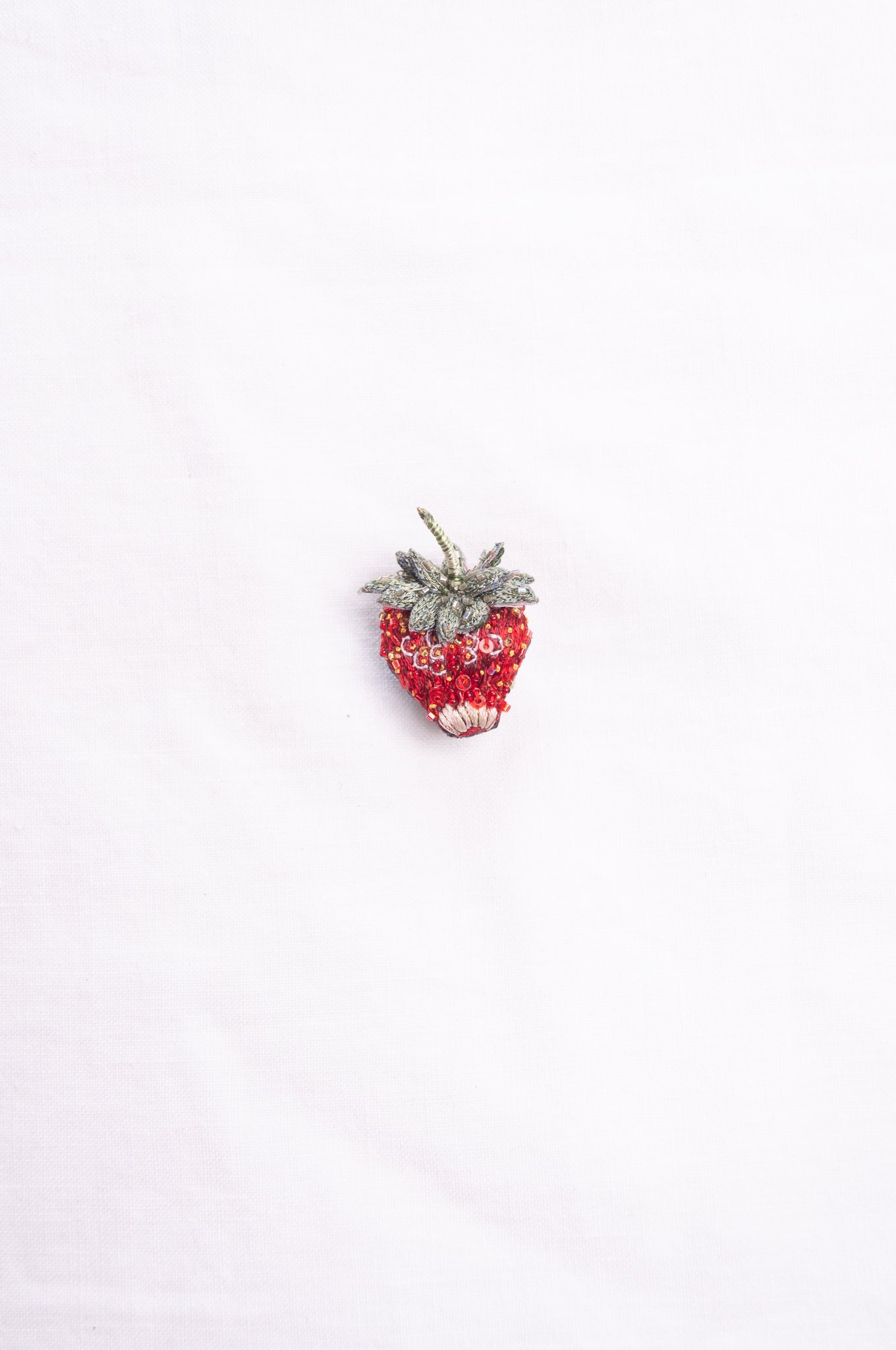Trovelore hand embroidered and beaded Sparkle strawberry brooch.