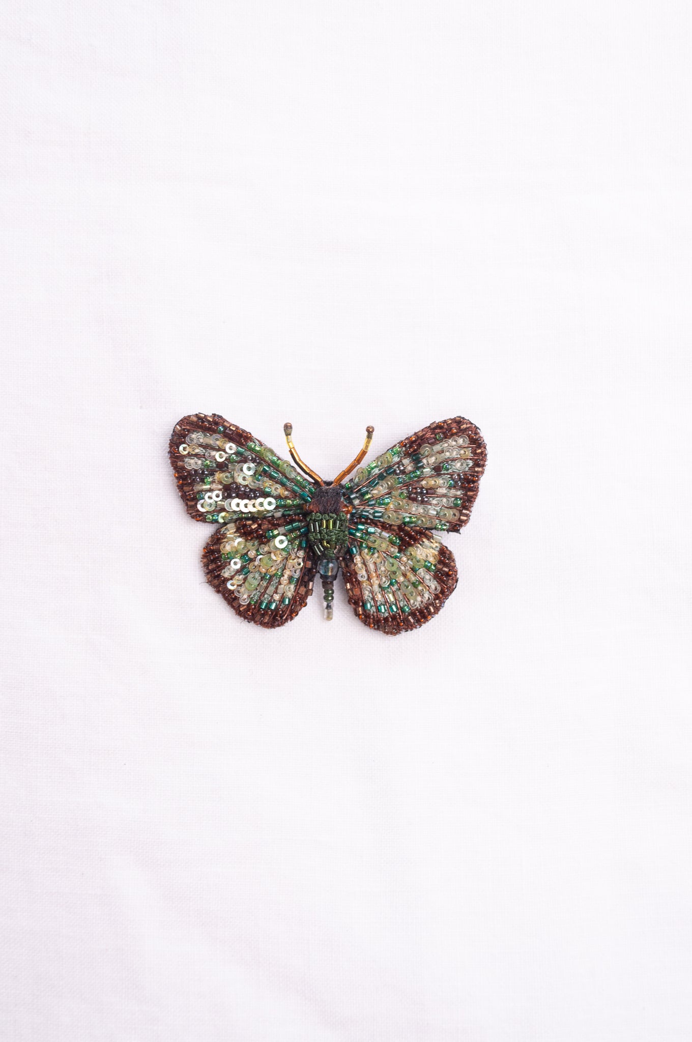 Trovelore hand embroidered and beeded Four spot sailor butterfly brooch.