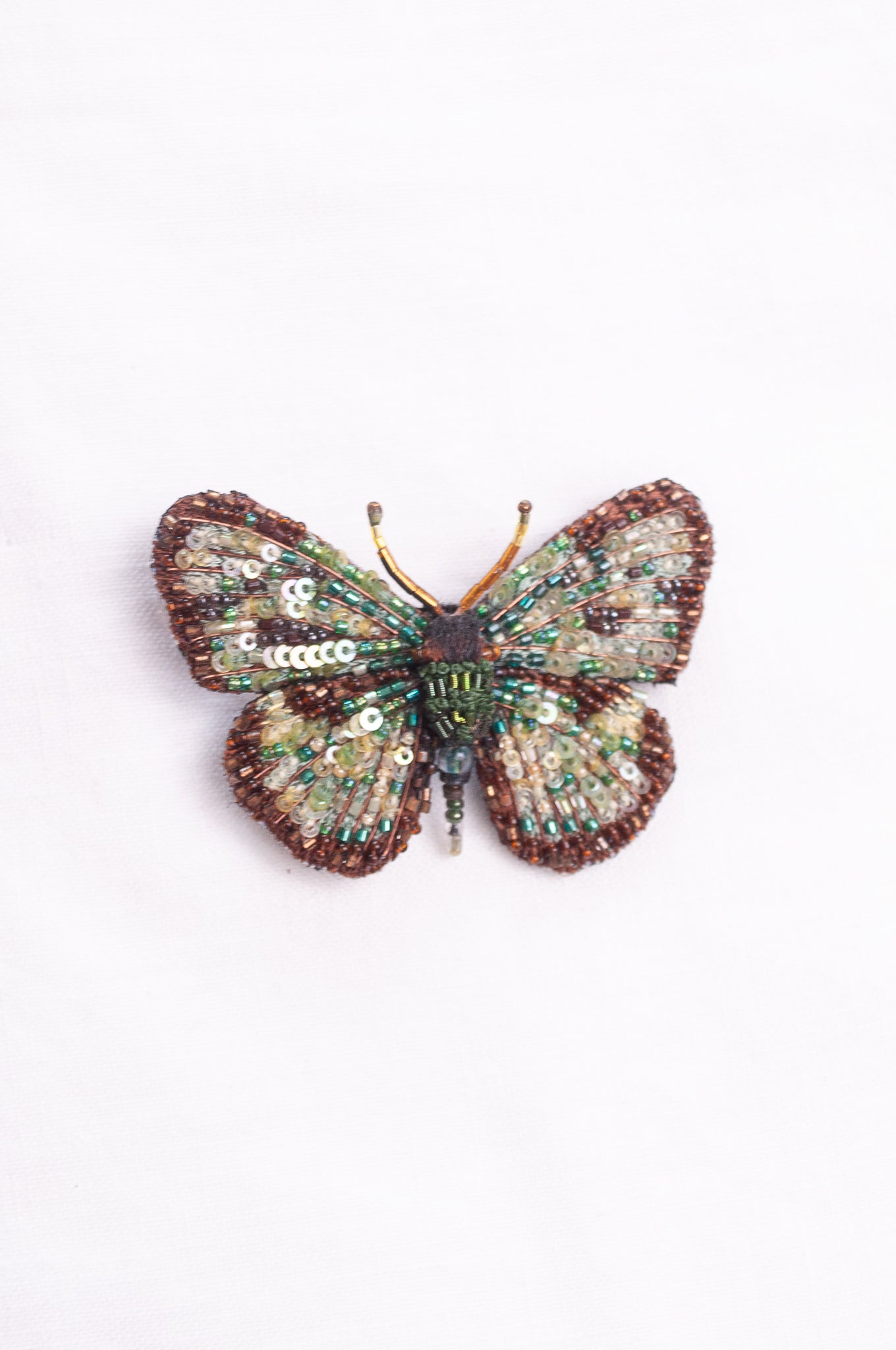 Trovelore hand embroidered and beeded Four spot sailor butterfly brooch.