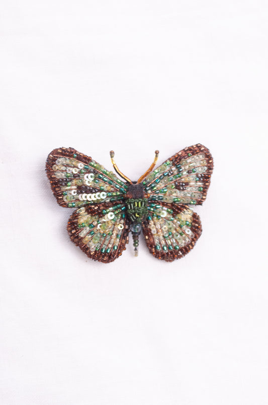 Trovelore hand embroidered and beeded Four spot sailor butterfly brooch.