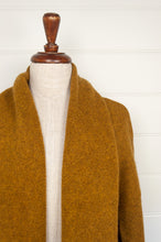 Load image into Gallery viewer, Baby yak wool Tasha cardigan, one size longline shawl collar in maize, mustard yellow.