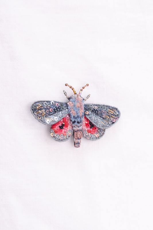 Trovelore hand embroidered and beeded Hubbbard's silk moth brooch.