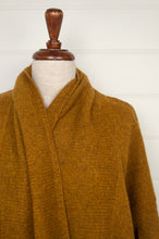 Load image into Gallery viewer, Baby yak wool Tasha cardigan, one size longline shawl collar in maize, mustard yellow.