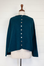 Load image into Gallery viewer, Baby yak wool one size reversible cardigan in Peacock teal.