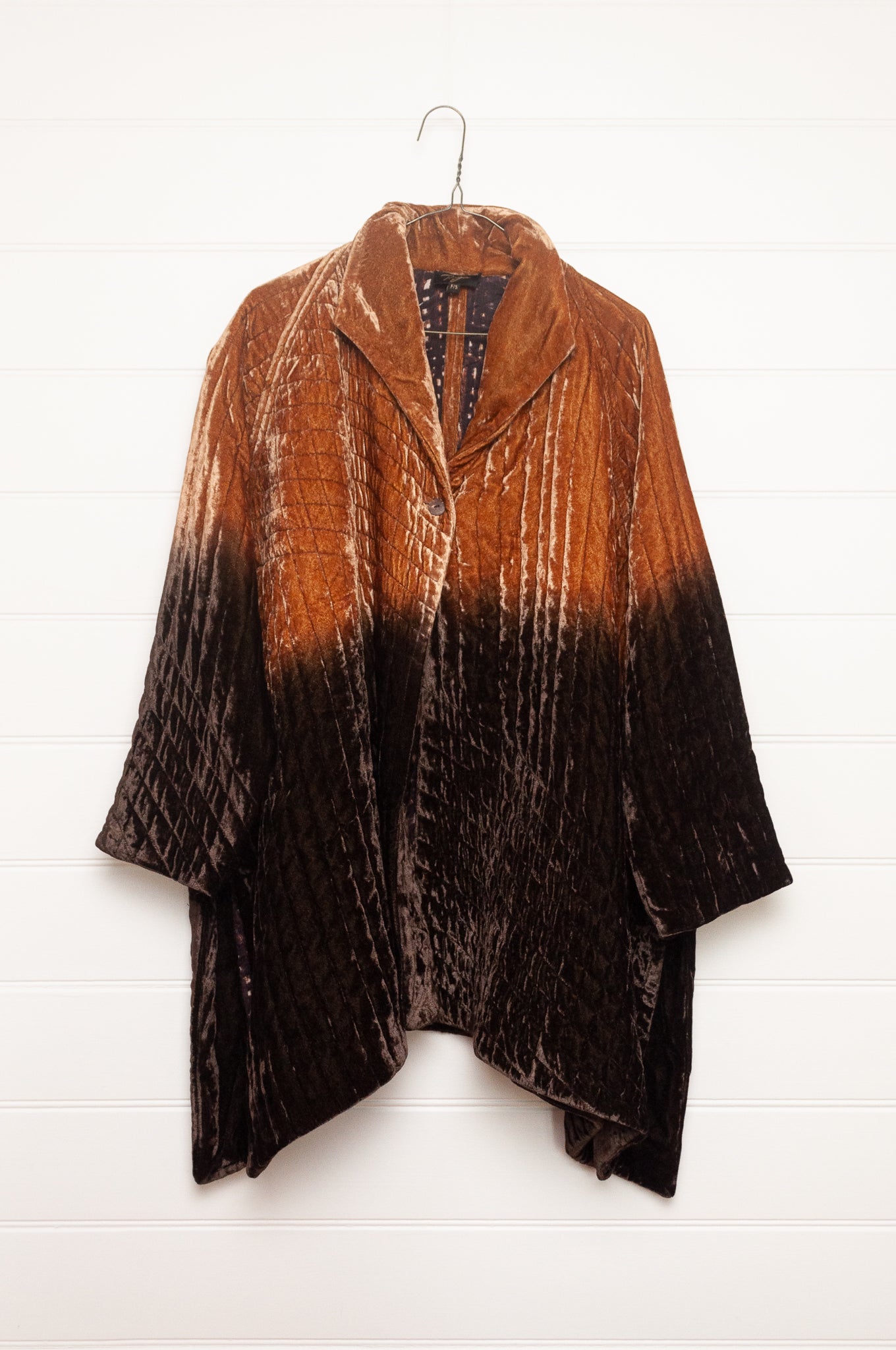 Raga silk velvet jacket ombre dyed in brown to gold.
