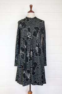 Valia Foxglove jacket coat floral print jacquard wool knit in caviar black and white.