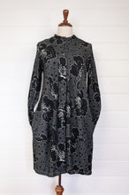 Load image into Gallery viewer, Valia Foxglove jacket coat floral print jacquard wool knit in caviar black and white.