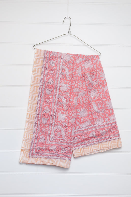 Cotton voile sarong - coral paisley