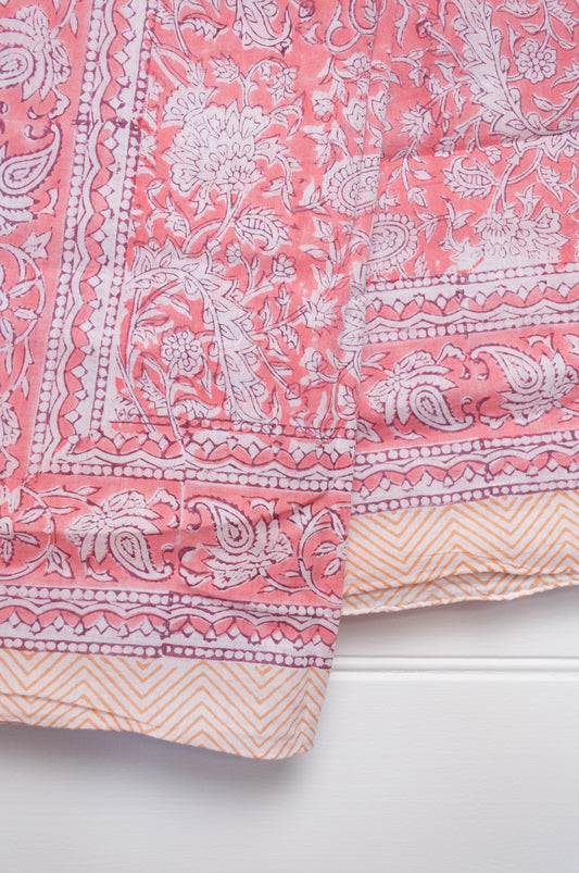 Cotton voile sarong - coral paisley