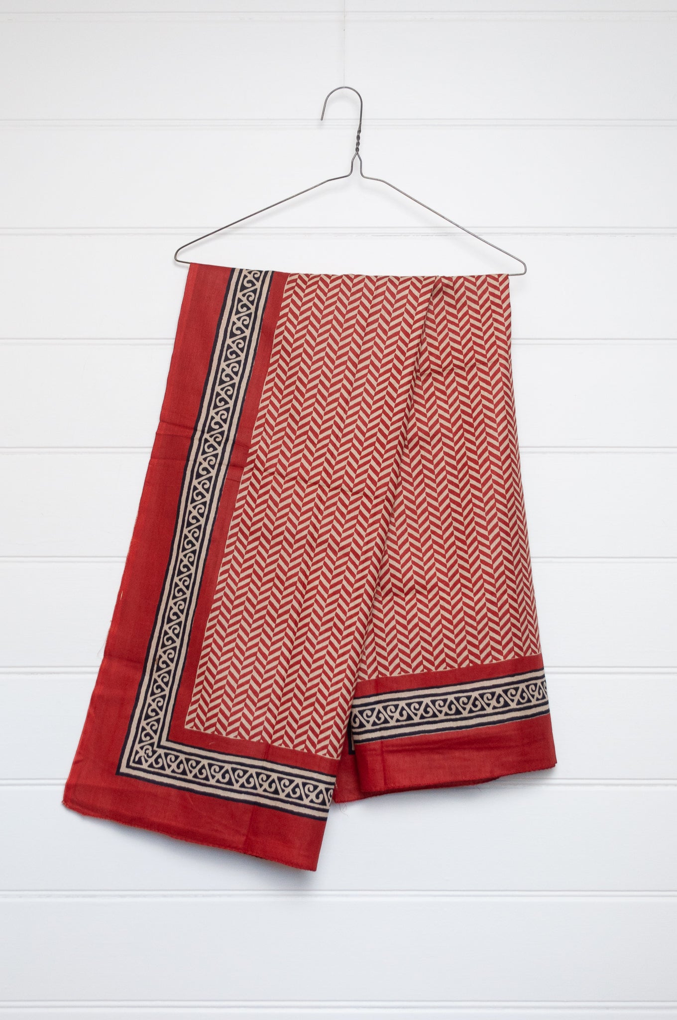 Cotton voile sarong - rust chevron