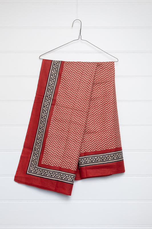 Cotton voile sarong - rust chevron
