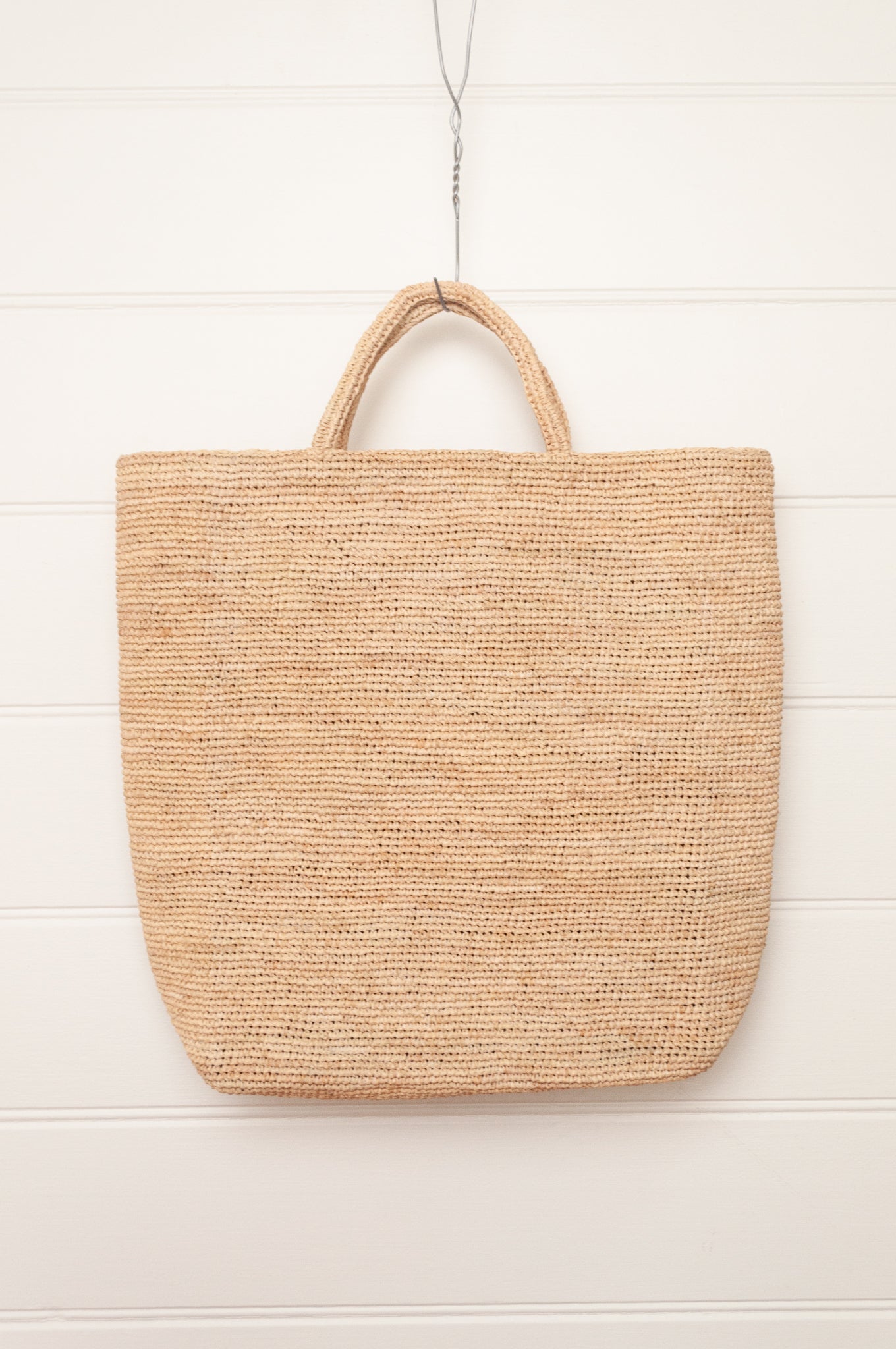 Sophie Digard natural coloured large tote bag with large flowers embroidered in warm neutral tones - plain reverse.