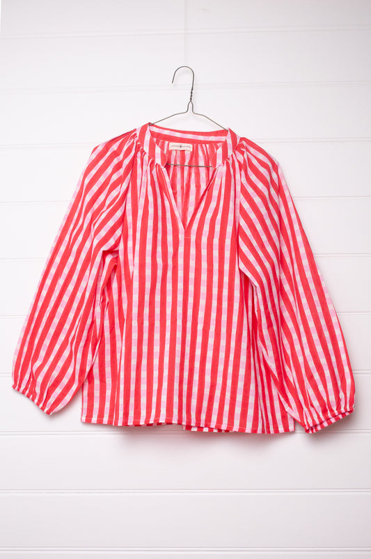 Deepa blockprint blouse - raspberry sorbet