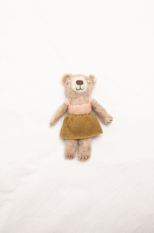 Sophie Digard poupee pure wool teddy bear in oatmeal with 