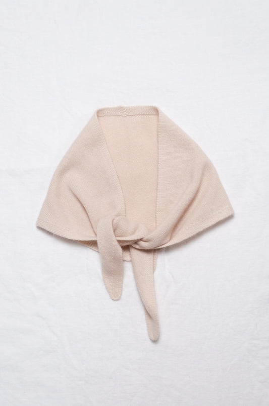 Cashmere triangle neck scarf in ecru cream.
