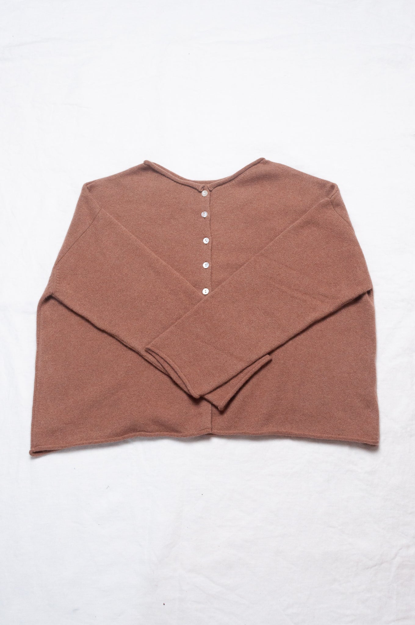 One size reversible cashmere cardigan in soft chocolate milk brown.