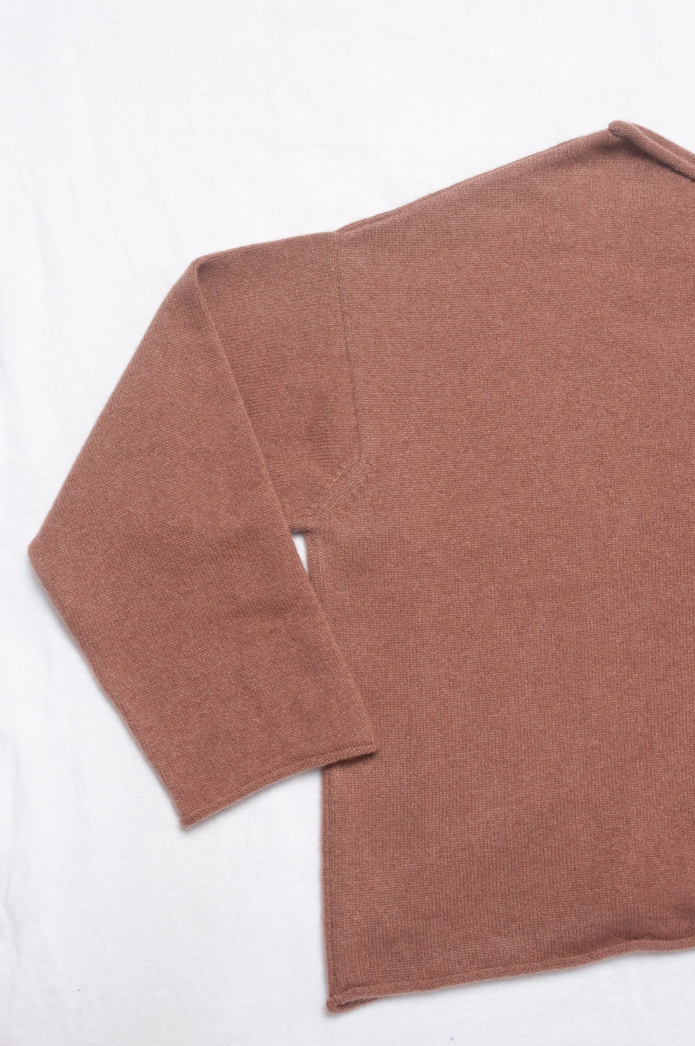 One size reversible cashmere cardigan in soft chocolate milk brown.