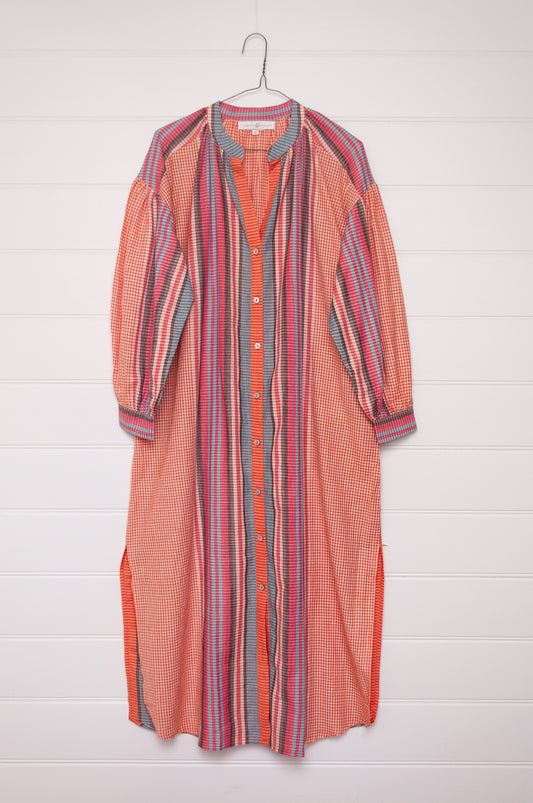 Riviera handloom cotton check striped shirt dress.