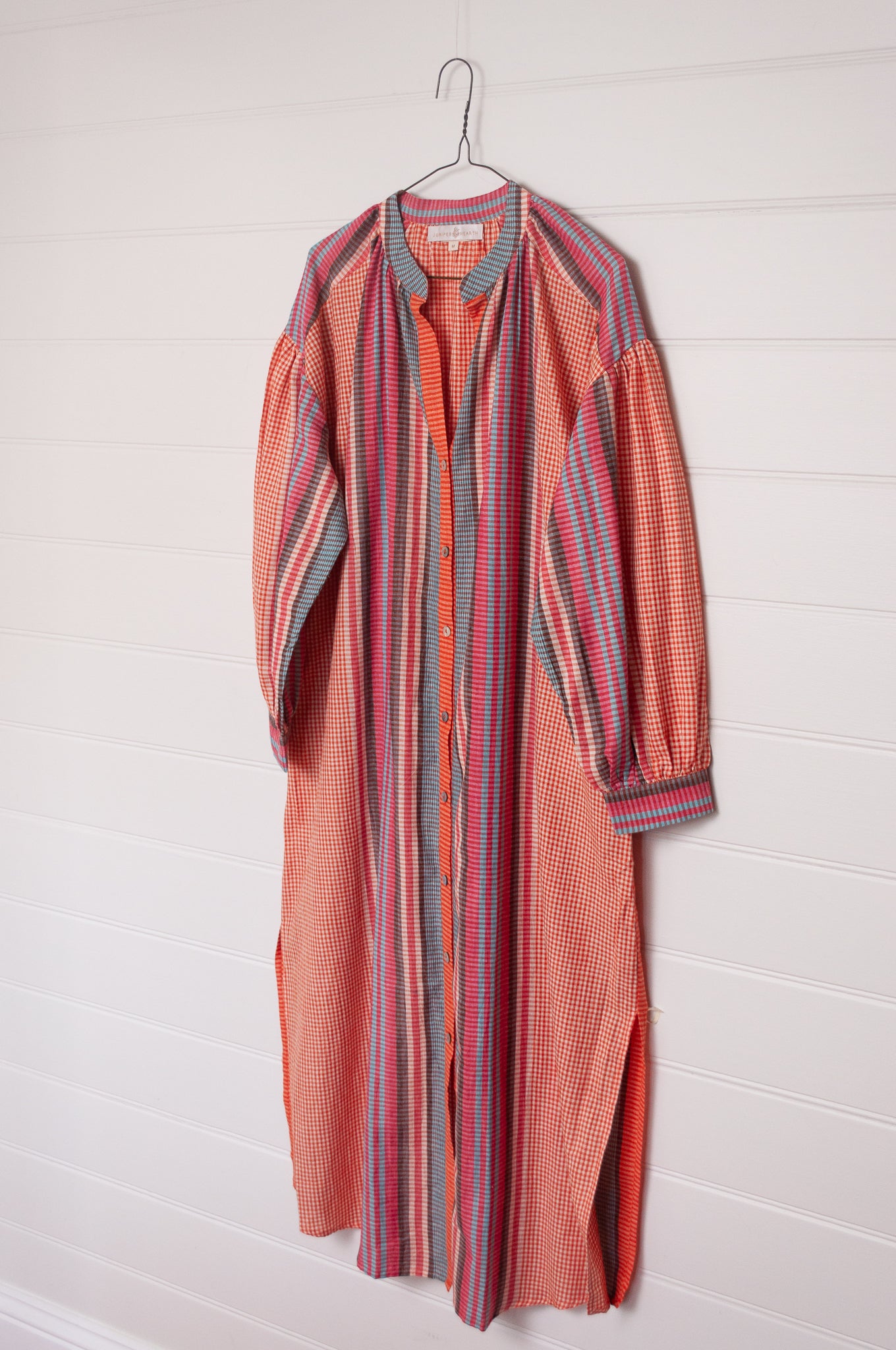 Riviera handloom cotton check striped shirt dress.