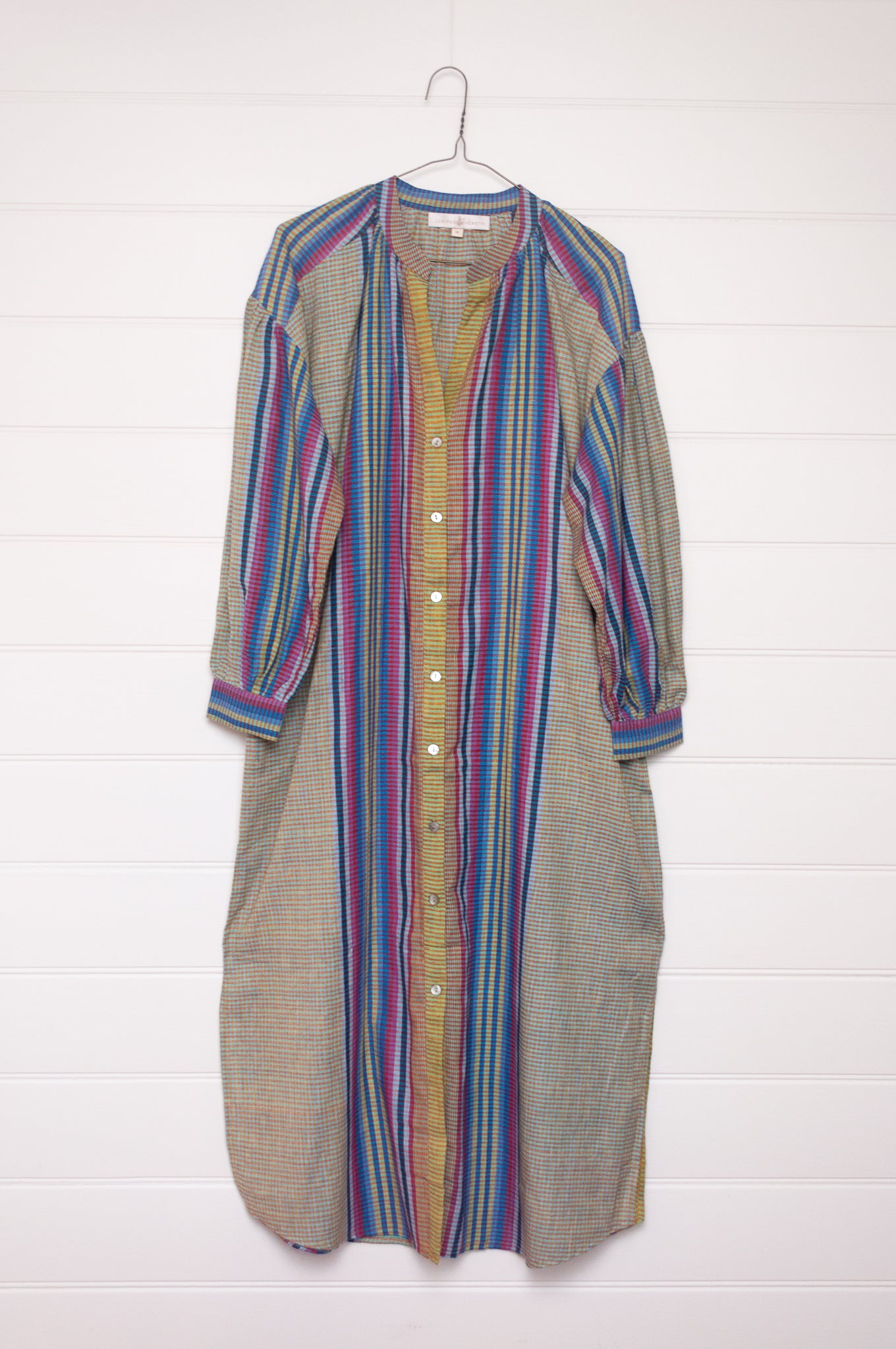 Riviera handloom cotton check striped shirt dress.