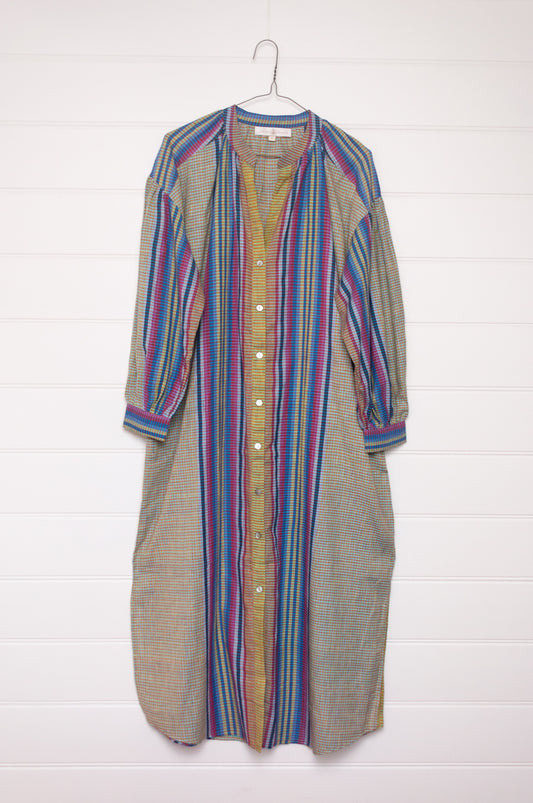 Riviera handloom cotton check striped shirt dress.