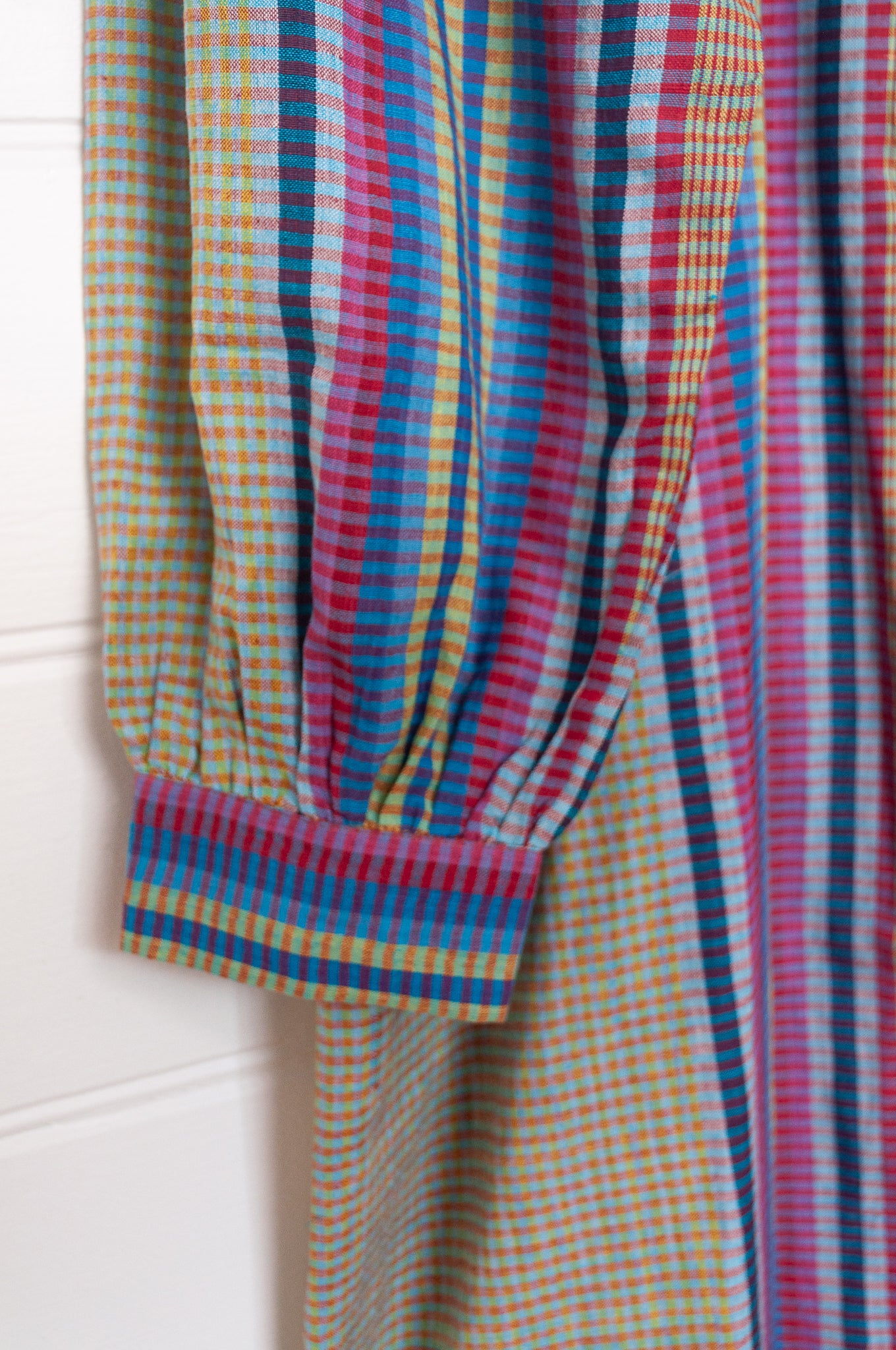 Riviera handloom cotton check striped shirt dress.