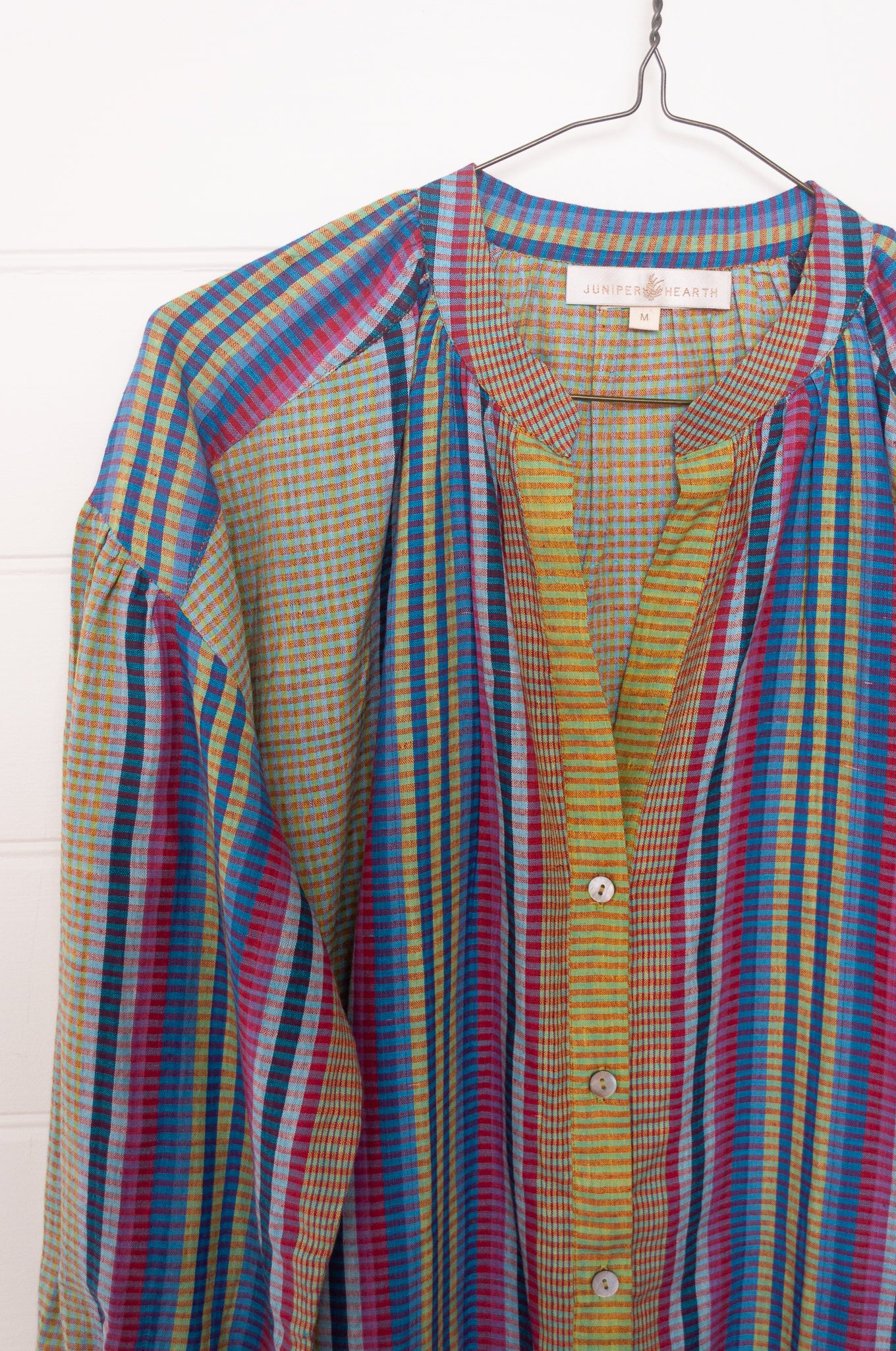 Riviera handloom cotton check striped shirt dress.