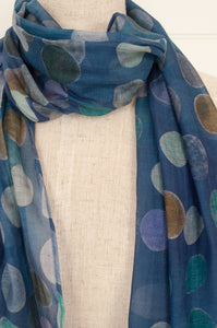 Neeru Kumar shades of blue on blue spot silk cotton scarf.